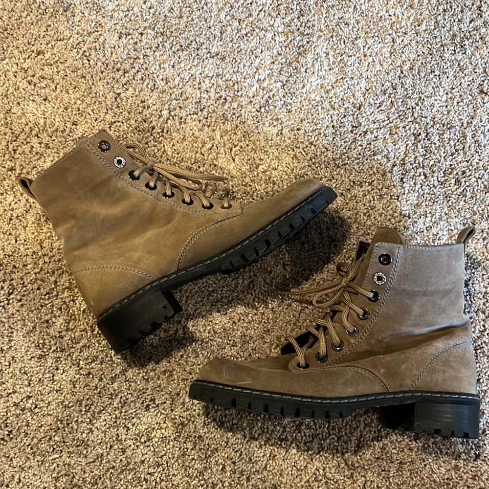 Stuart Weitzman Suede Fleece Lined Combat Boots